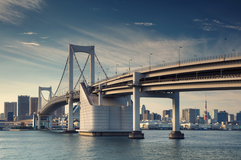 Tokyo Cityscape Rainbow Bridge Wallpaper Wall Mural