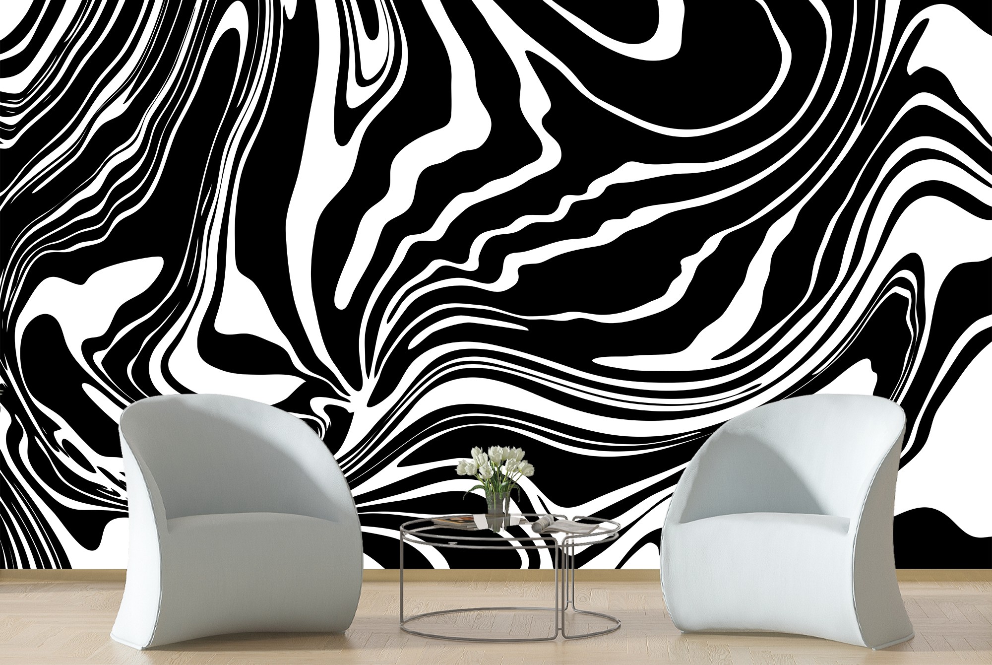 Black and White Marble Wall Mural by Andrea Haase