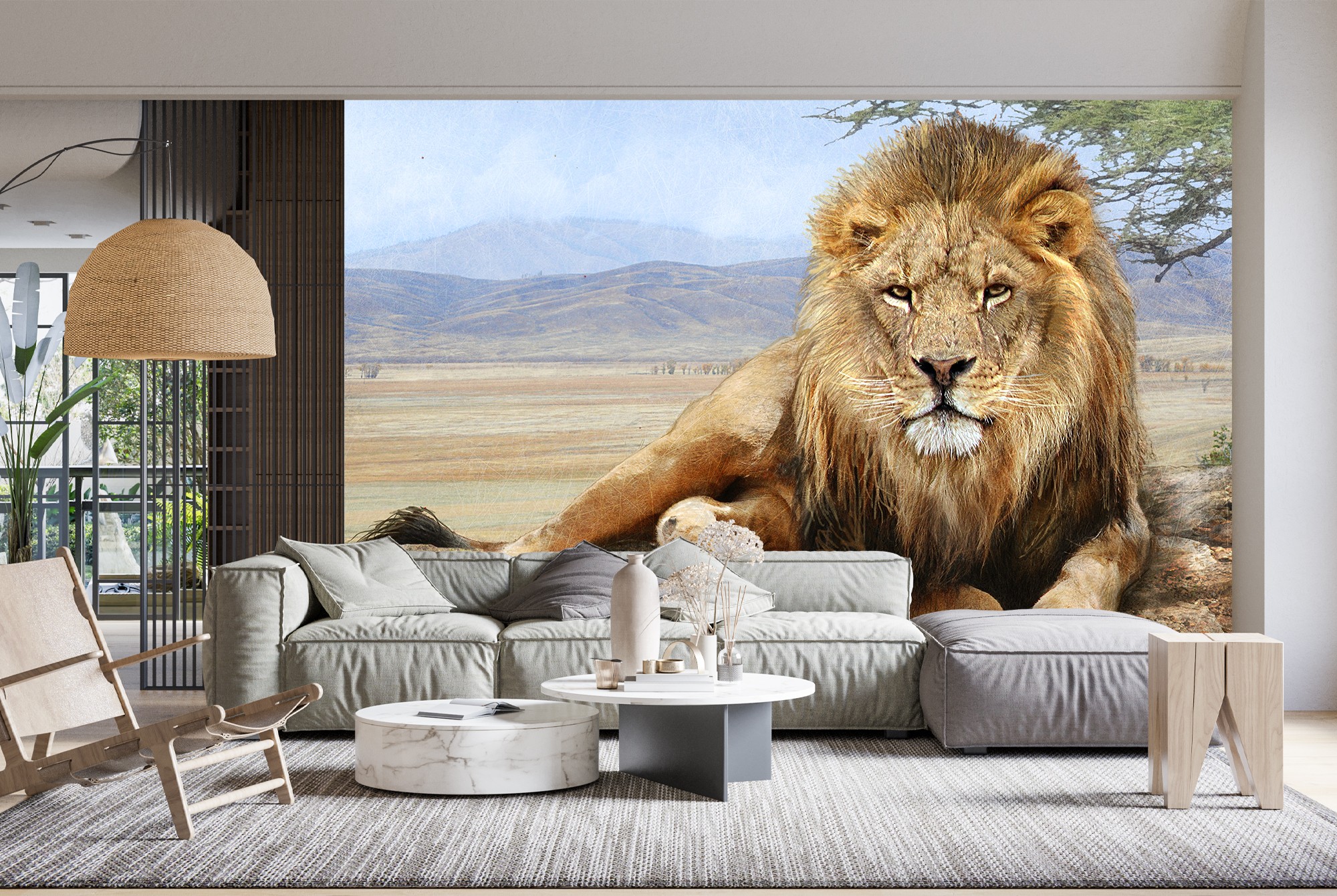 Lion in a Shady Spot Wall Mural by Chris Vest