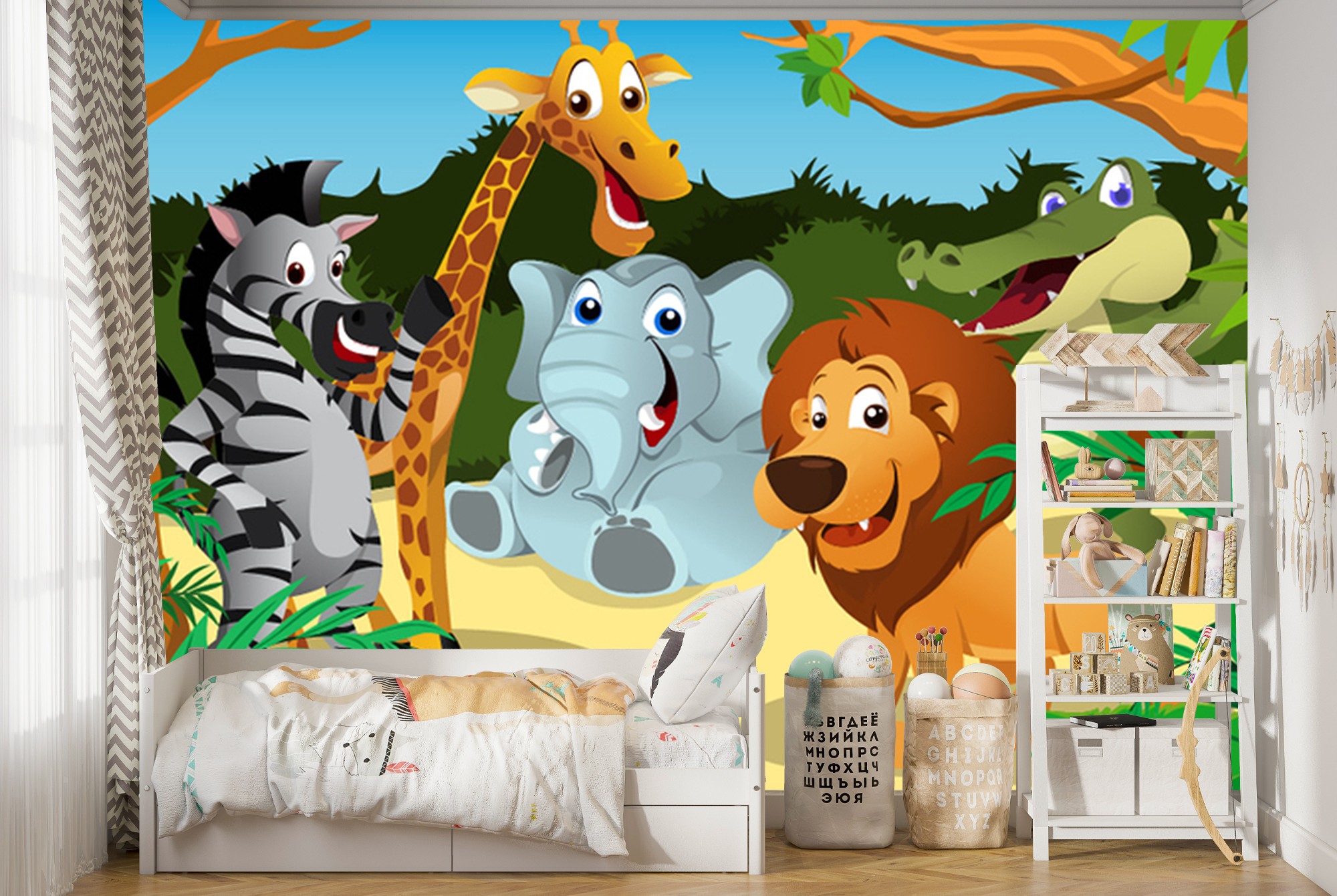 Décore ton mur - Papier peint panoramique jungle et animaux