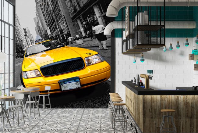 Taxi in the Street – trendy wall mural – Photowall