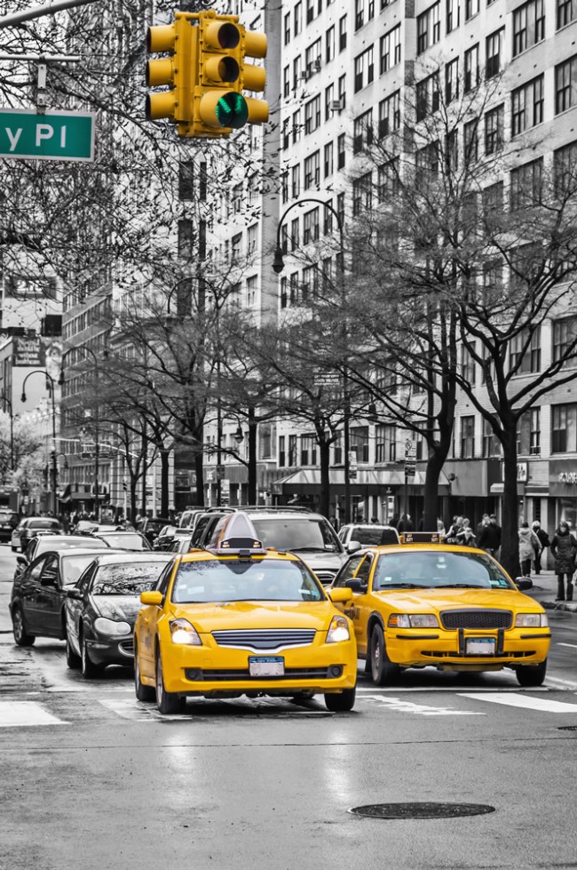 Yellow Taxi Cabs New York Mural Wallpaper Wall