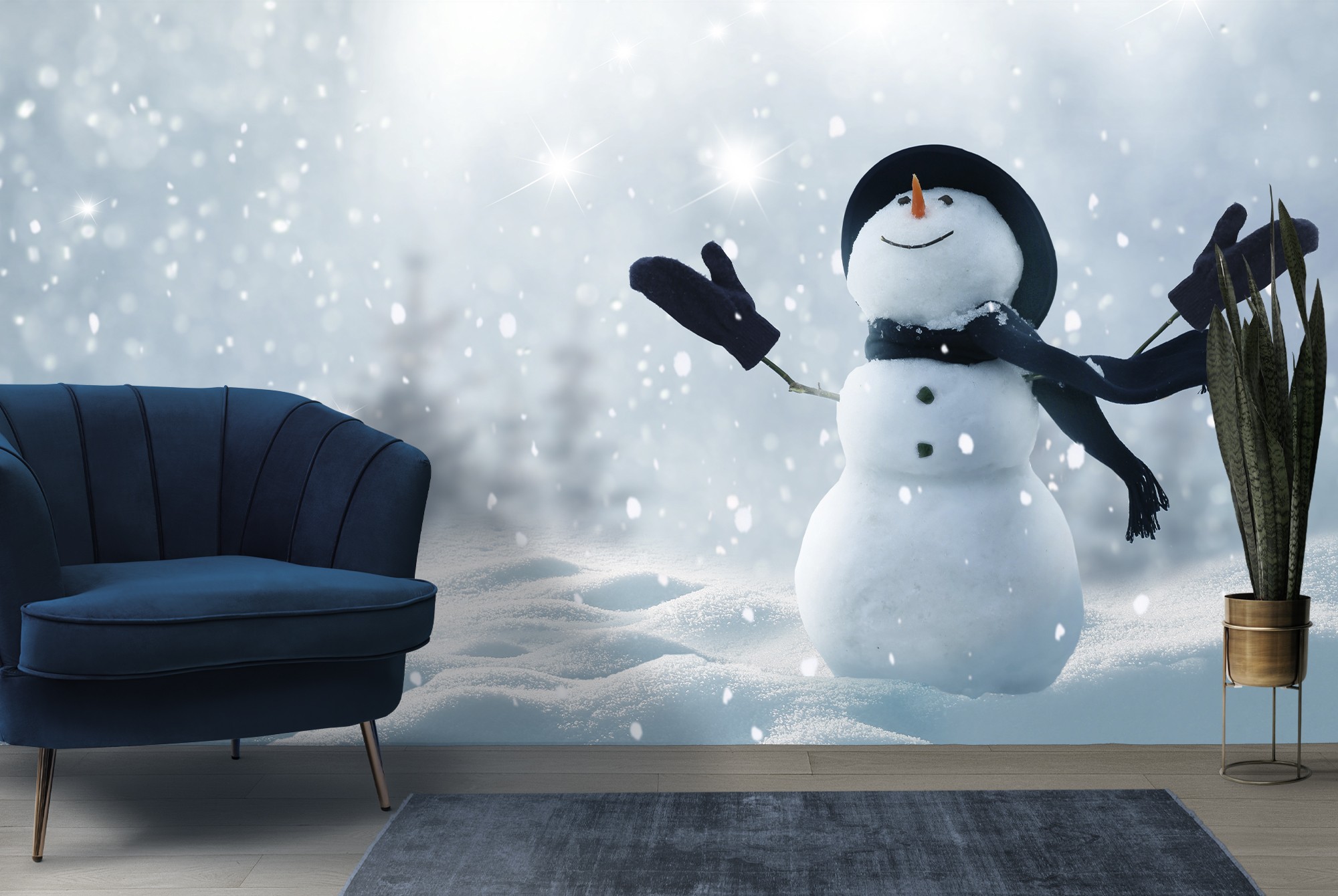 Kate Winter Christmas Snowman Backdrop Designed by Chain Photography