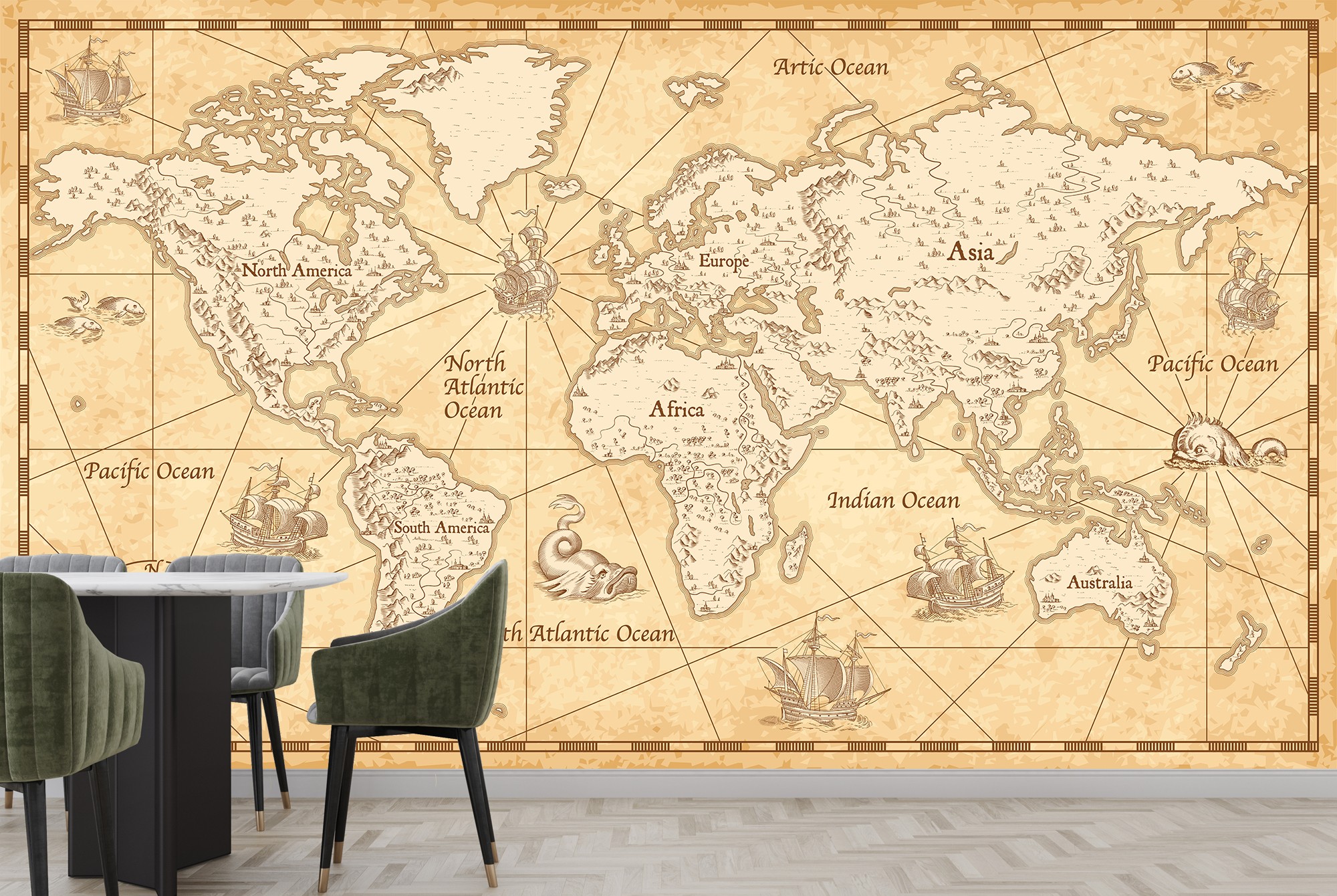 Shop Exquisite Brown Old-Style World Map Wallpaper | Morphico